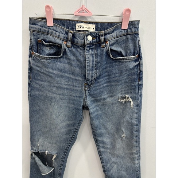 Zara The New Slim Women's Distressed Jeans Size 4 Medium Wash - Picture 3 of 10